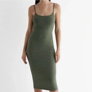NWT Express Body Contour Ribbed Scoop Neck Midi Sweater Dress